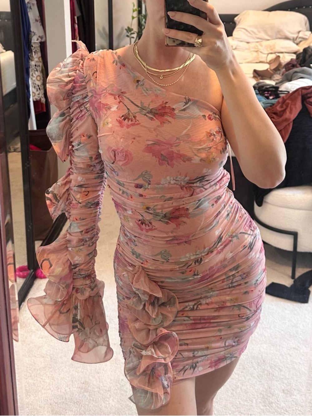 Floral One-Shoulder Patbo dress